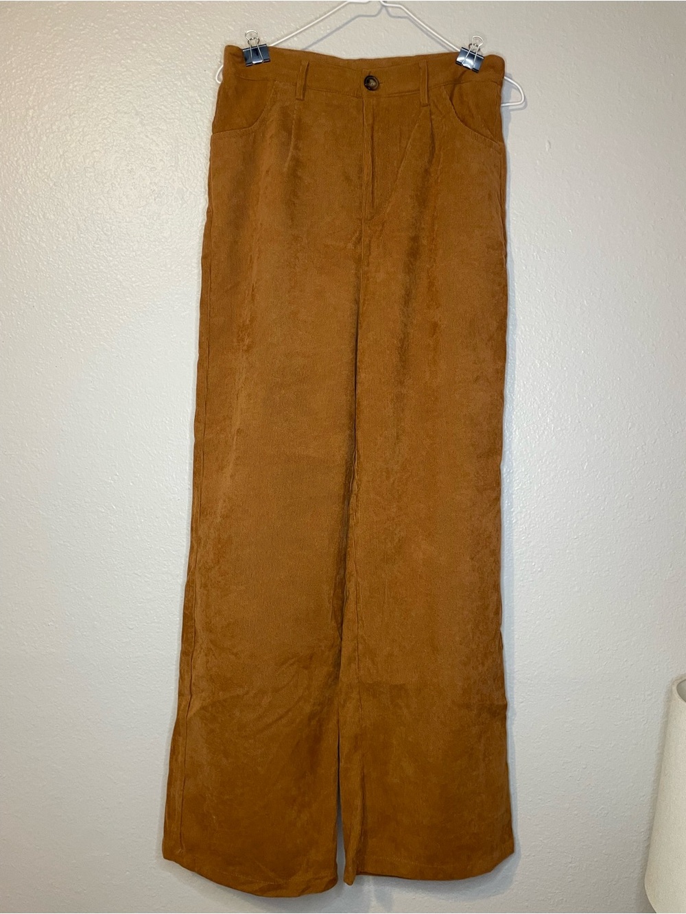 SHEIN Corduroy Wide-Leg Pants in Camel Brown